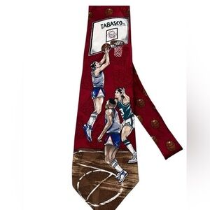 TABASCO BASKETBALL Neck Tie Red SPORTS HOOPS 100% SILK Italian Necktie